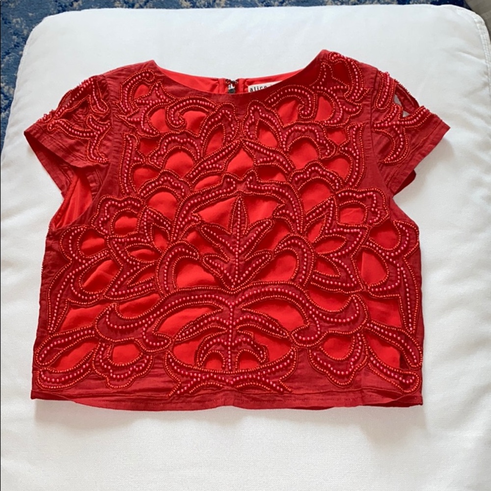 Red Beaded Alice + Olivia Top